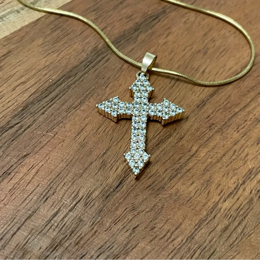 From Carrington Jewelry the Kylie Cross Solid stainless steel gold filled 16”